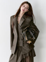 Structured Laced Leather Blazer