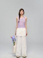 Hollow-Out Fauk Two Piece High-Waist Pants
