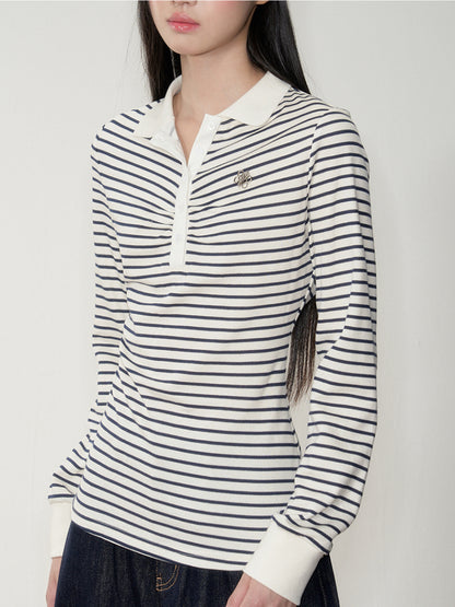 Striped Polo Long-Sleeve T-shirt