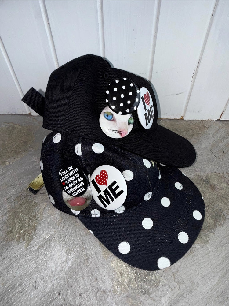 Badge Polka Dot Canvas Baseball Cap