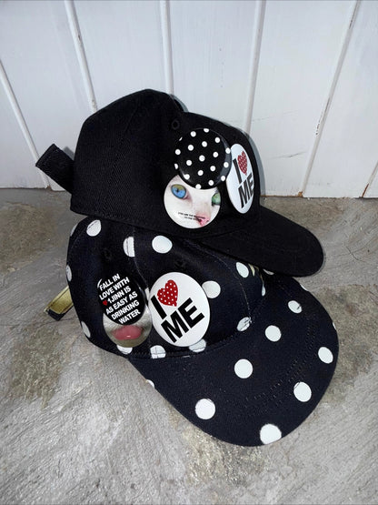 Badge Polka Dot Canvas Baseball Cap