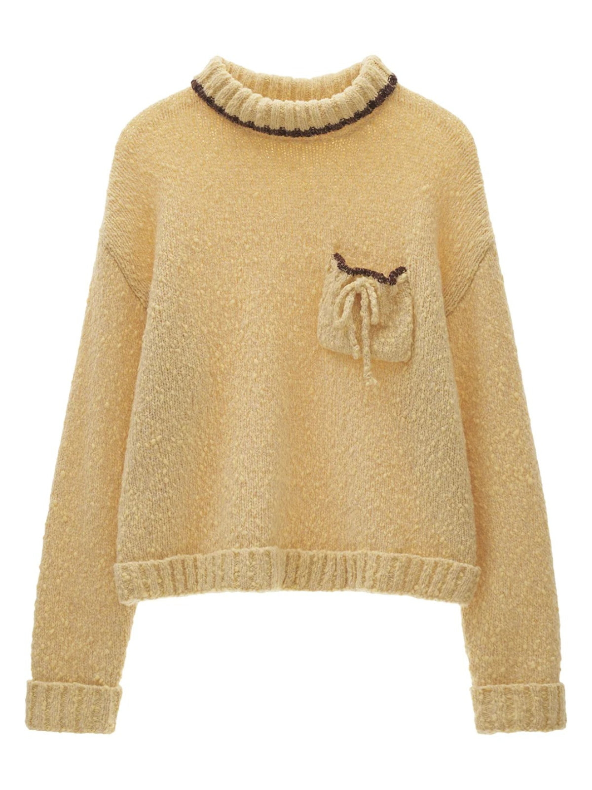 Relaxed Wool Blend Pocket Sweater