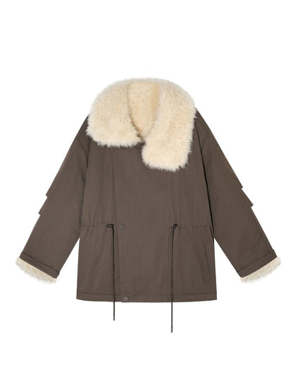 Fur Collar Drawstring Parka
