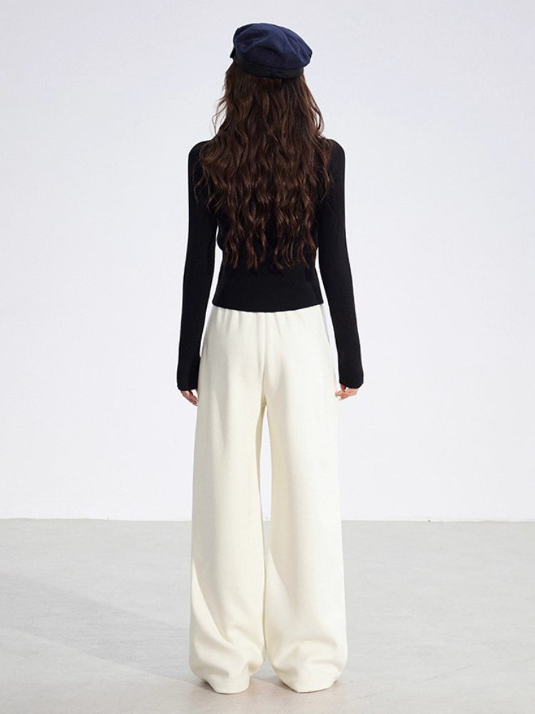 Chenille Fleece Wide-Leg Pants