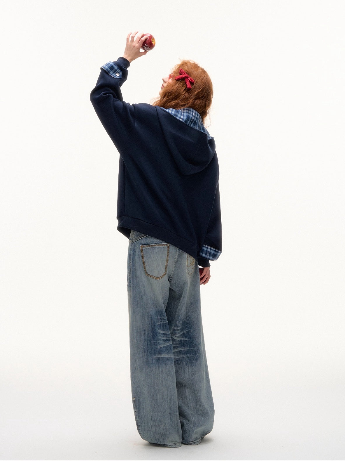 Blue Beaded Washed Denim Pants
