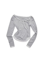 Lace Trim Henley Top