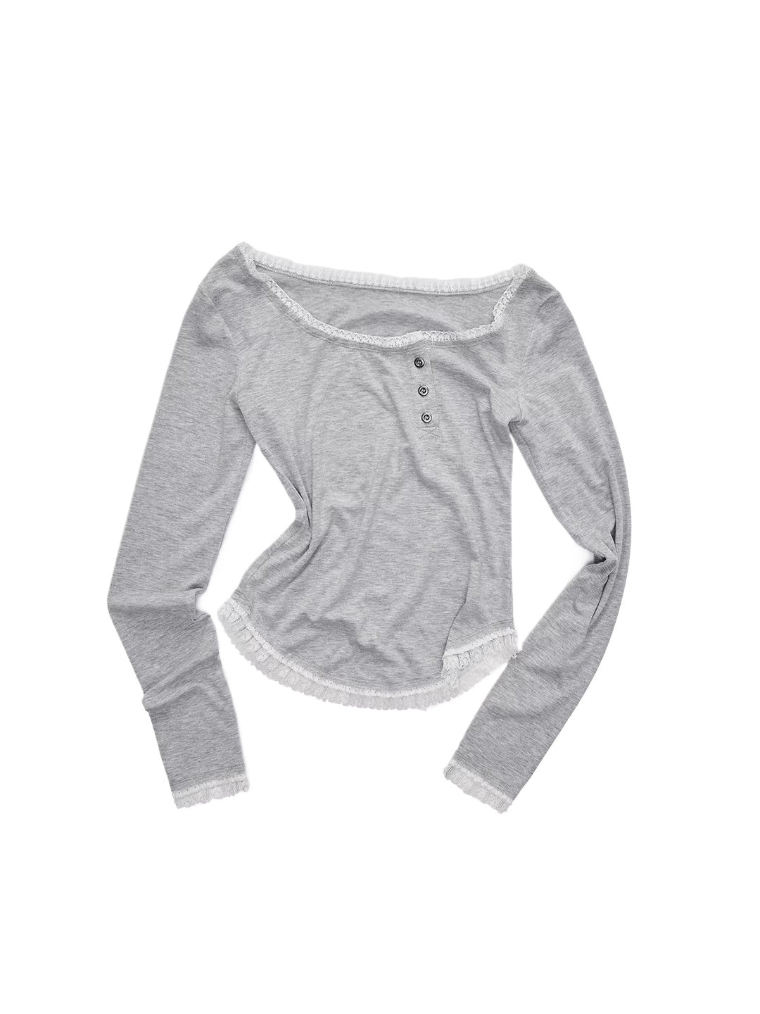 Lace Trim Henley Top