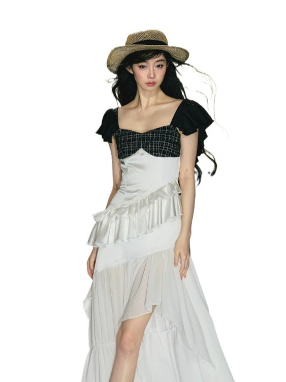 Satin Patchwork Maxi Dress