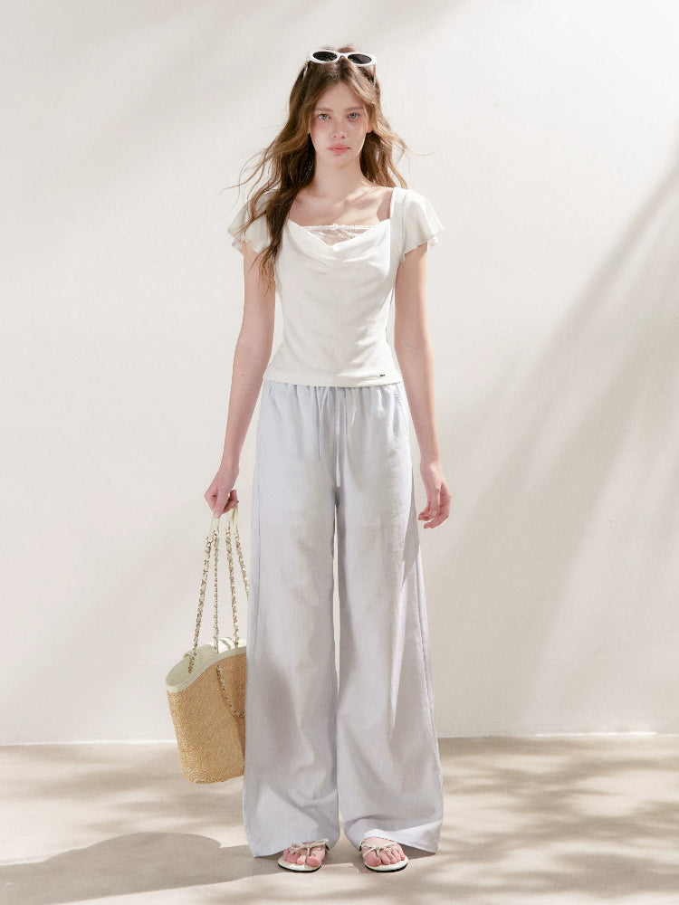 Drawstring Wide Leg Pants