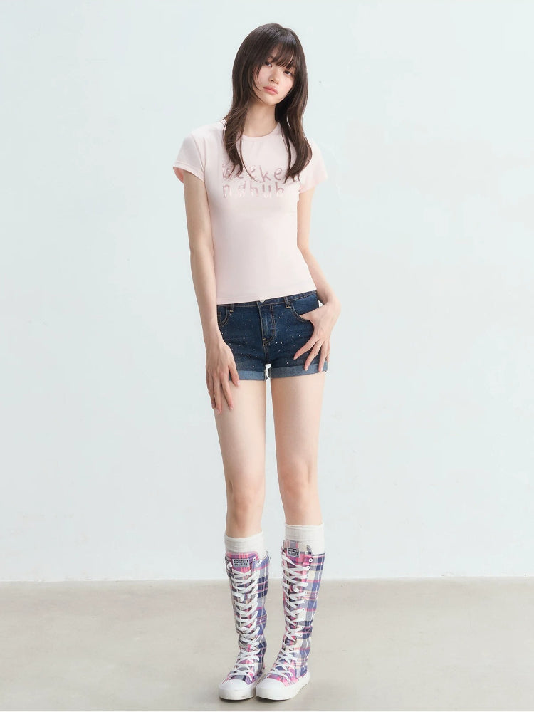 Rhinestone Denim Shorts