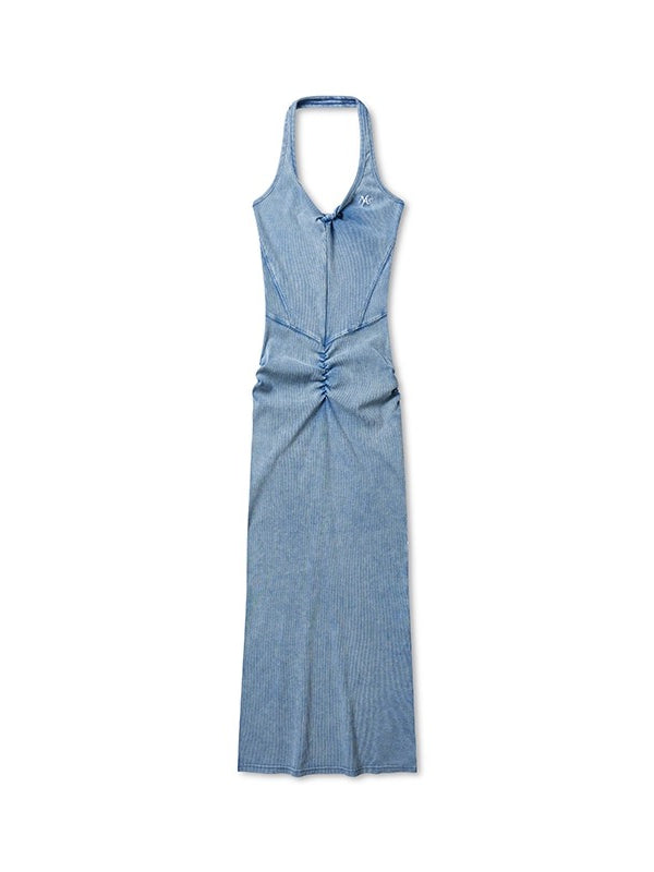 Volcano Draped Halter Maxi Dress