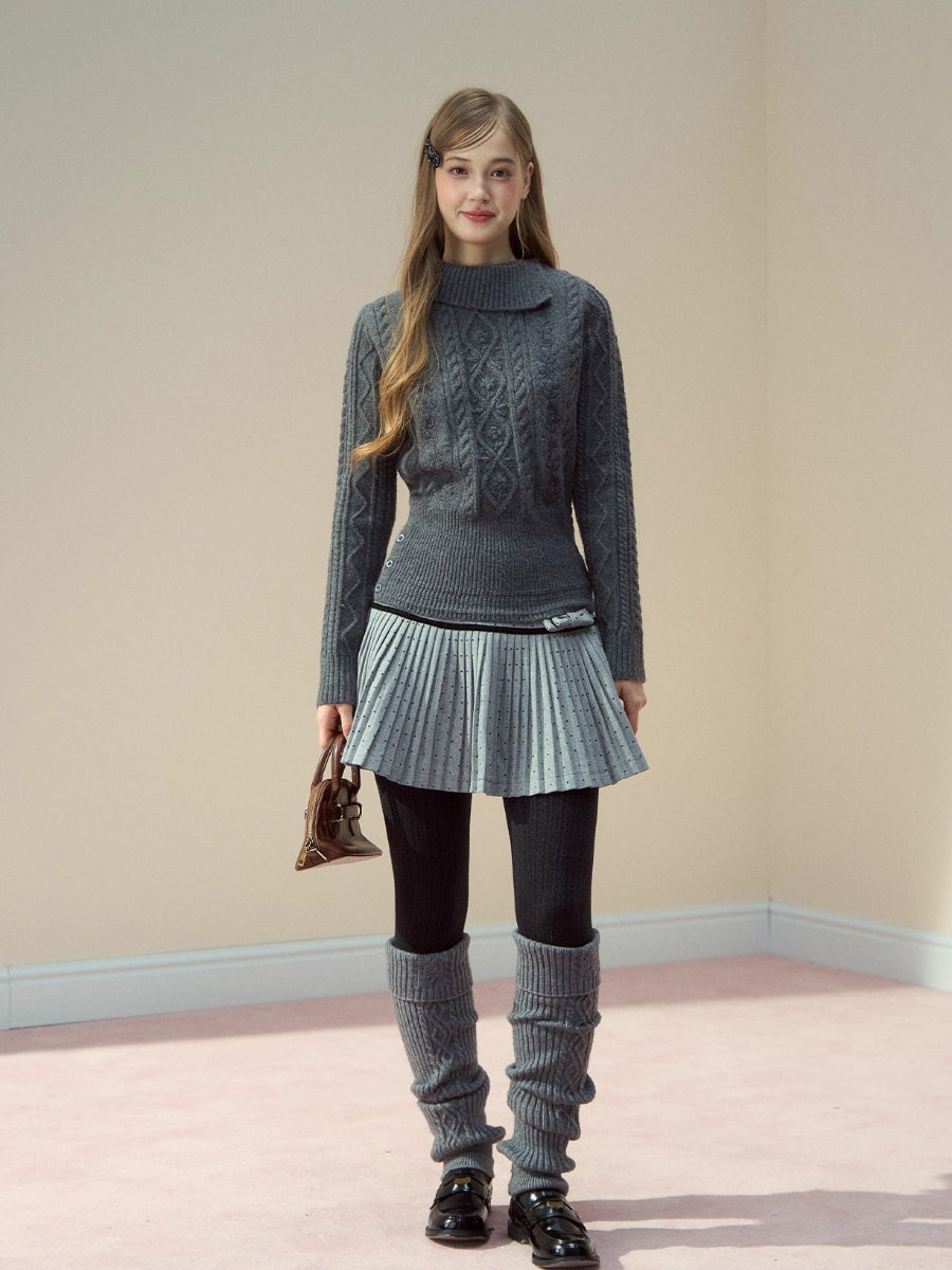 Cable-Knit Mock-Neck Sweater