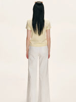 Yellow Beaded Ribbed T-shirt