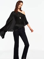Asymmetric Chiffon Cape Top