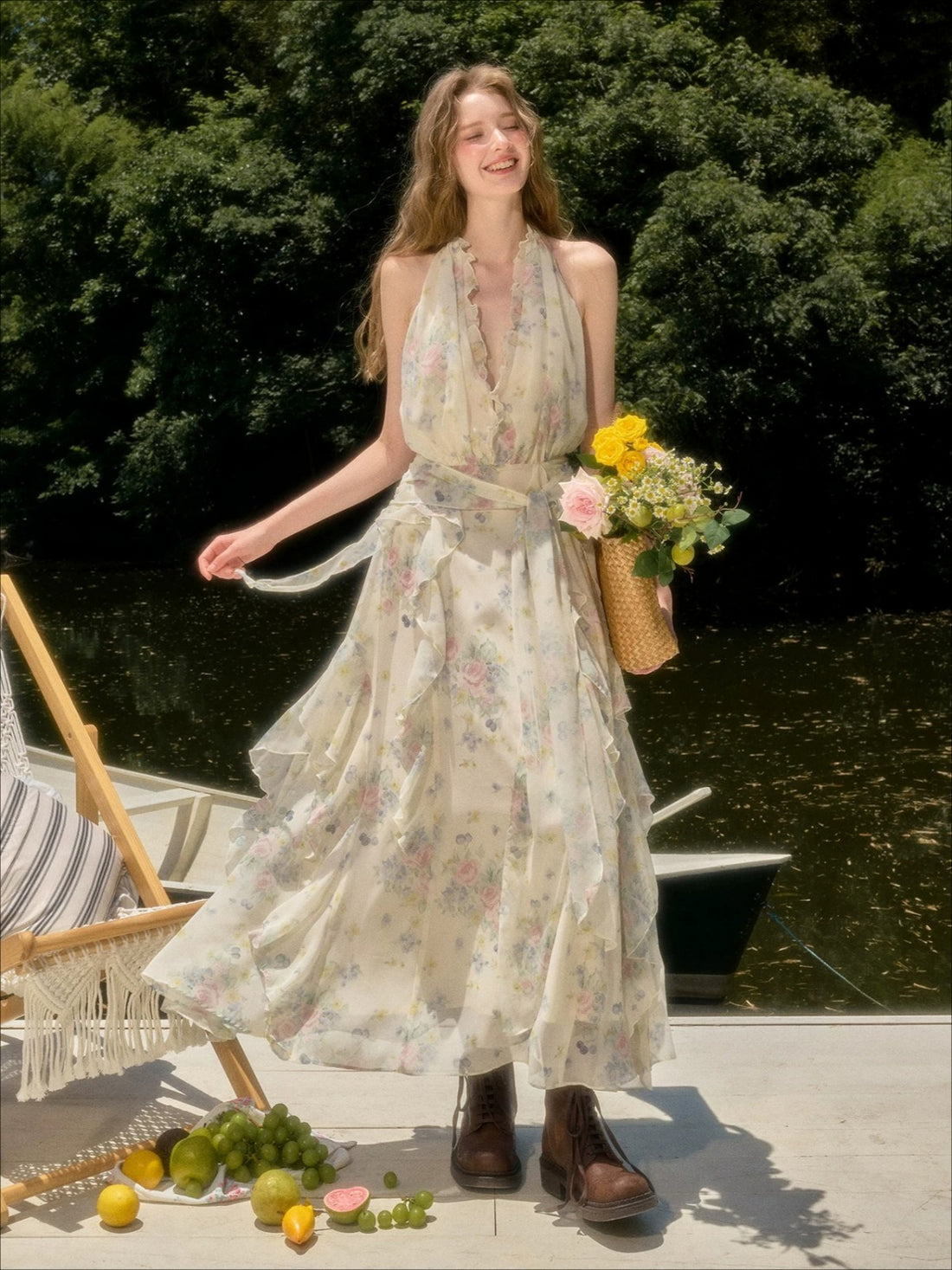 Floral Halter Maxi Dress