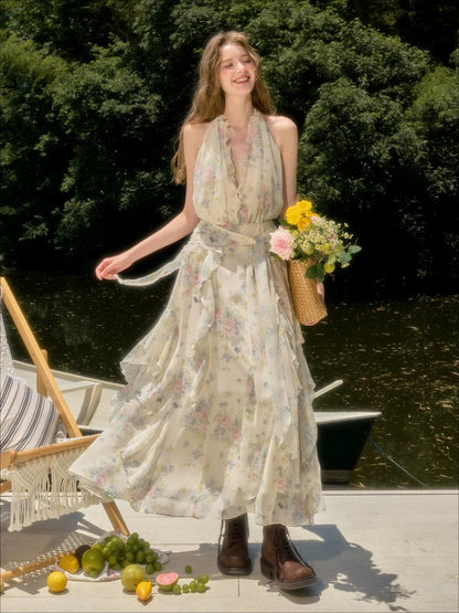 Floral Halter Maxi Dress