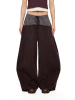 Plaid Drawstring Wide Leg Pants