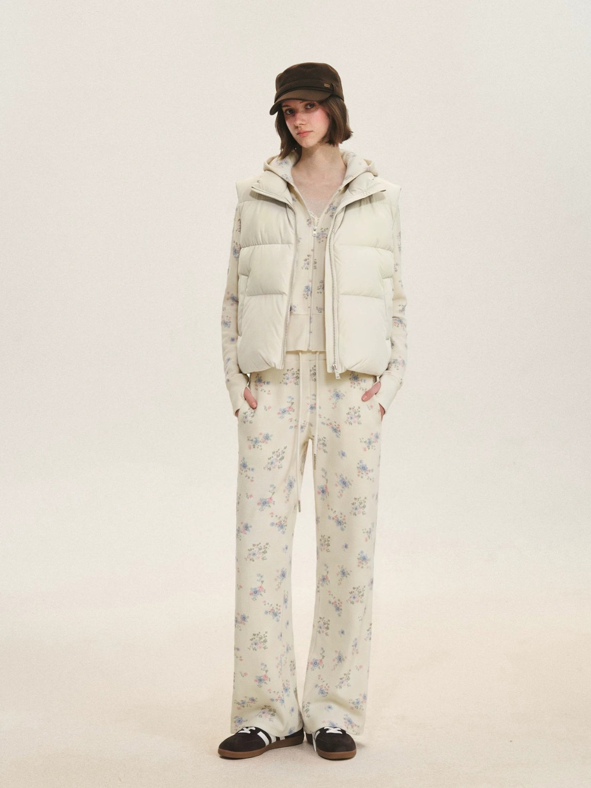 Floral Waffle Hoodie &amp; Pants Set