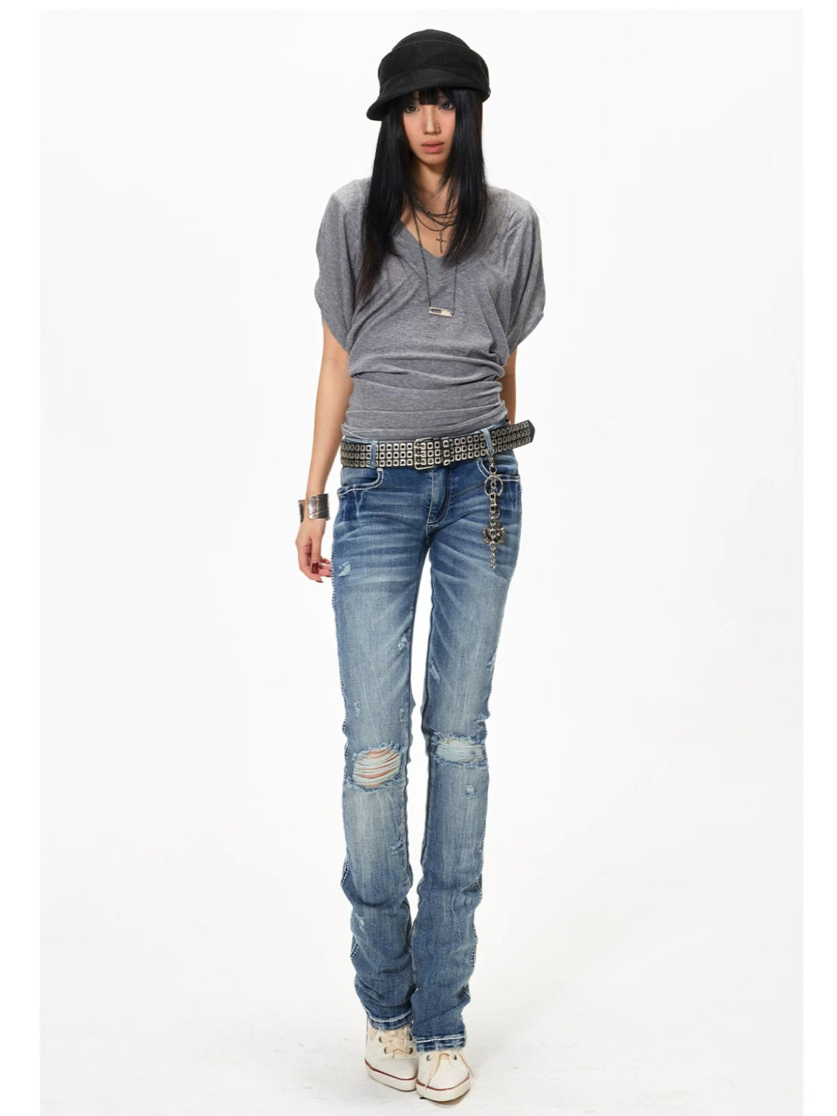 Batwing Sleeve V-Neck Tee