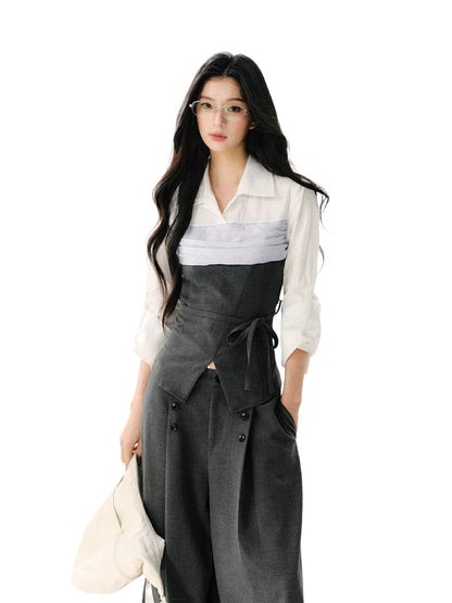 Gray Layered Tie Shirt