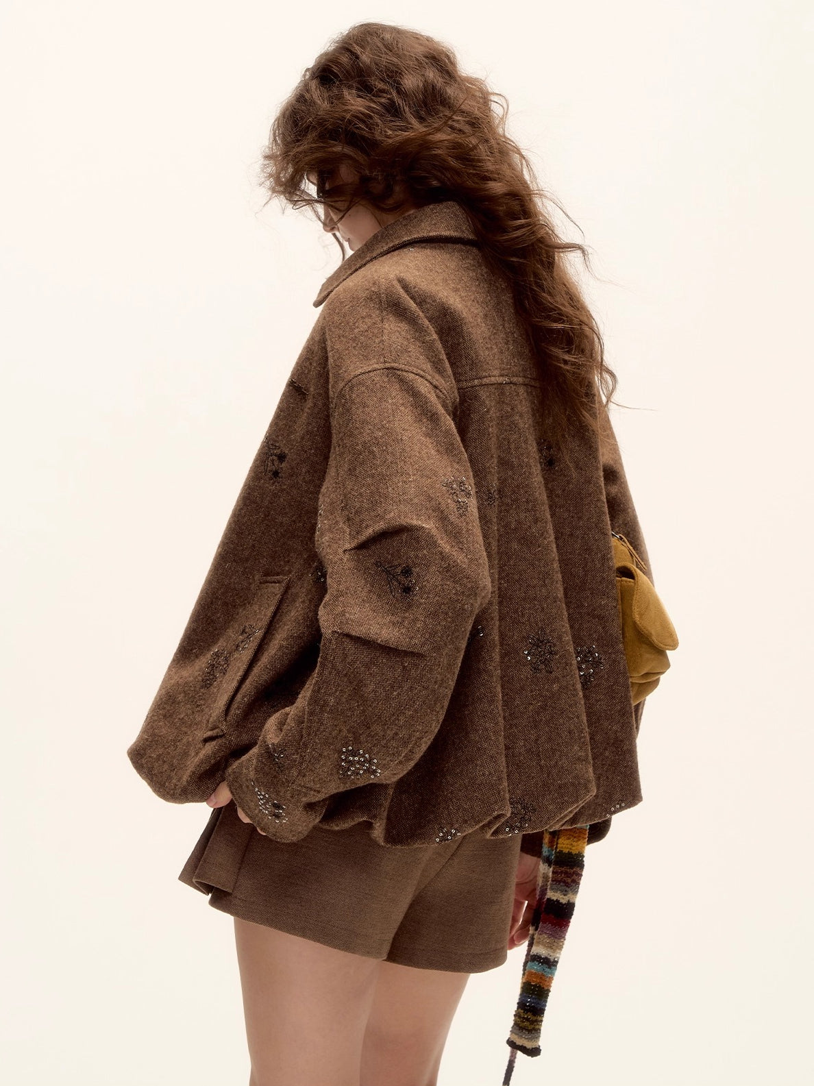 Beaded Plaid Wool Jacket