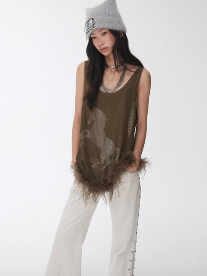 Ostrich Hem Mesh Tank