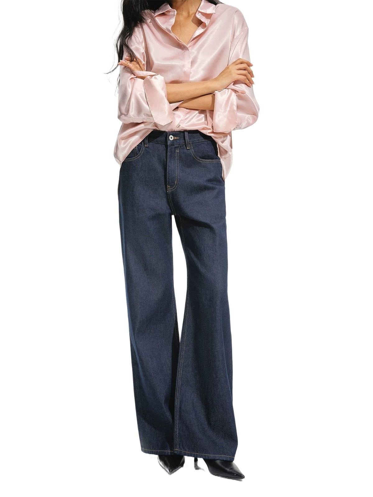 Dark Blue Straight Leg Jeans