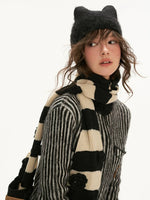 Striped Hooded Zip Knit Cardigan