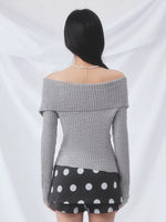 Gray Off Shoulder Asymmetric Cut Top