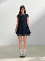 Gray Layered Collar Shirt Dress