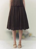 Brown Doll Collar Blouse & Skirt Set