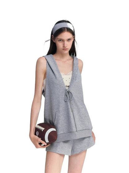 Hooded Vest Shorts Set