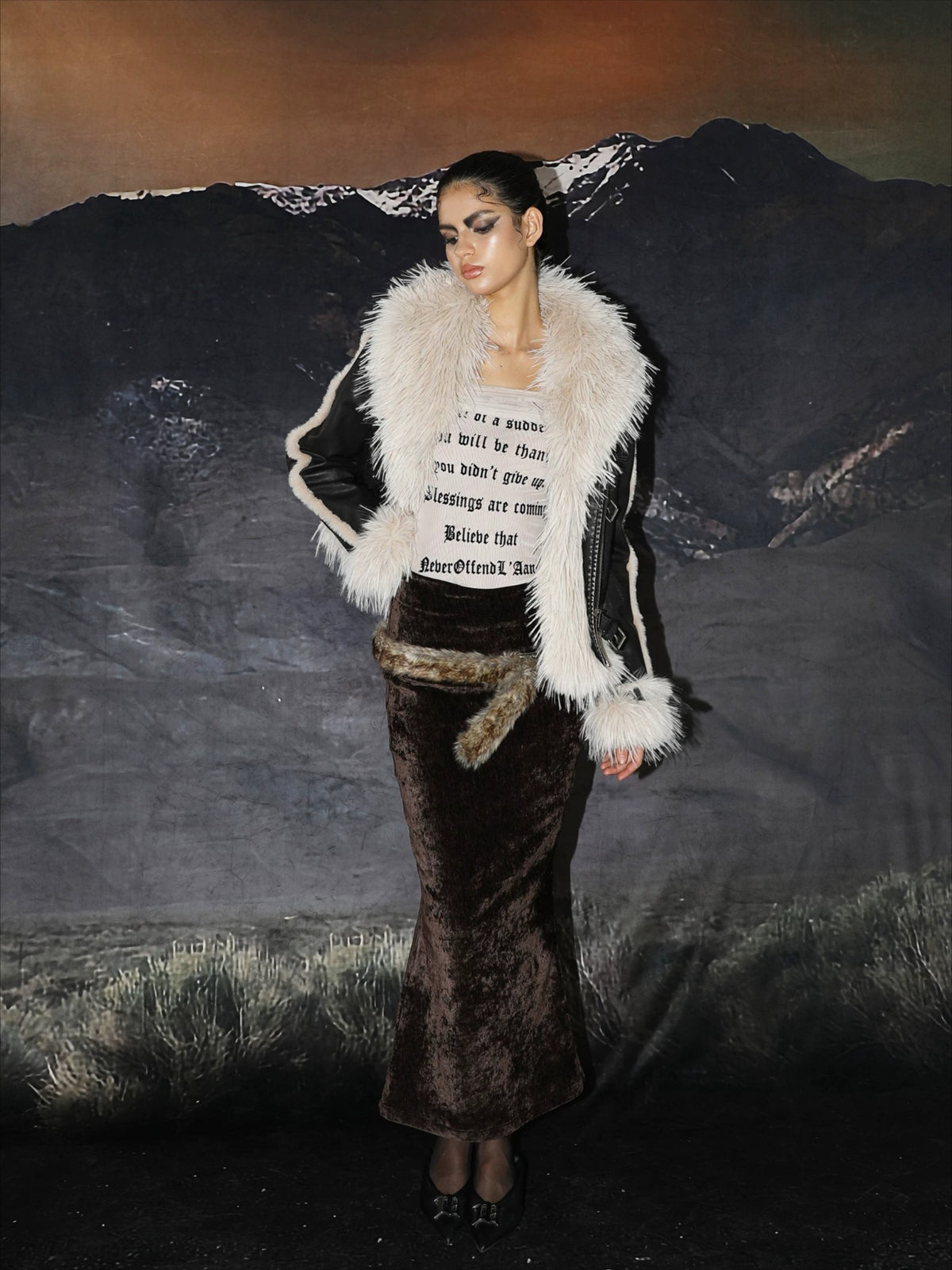 Gradient Faux Fur Belt