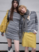 Fair Isle Pony Jacquard Drawstring Knit Cardigan