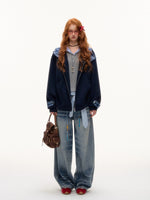 Plaid Patchwork Hoodie Cardigan