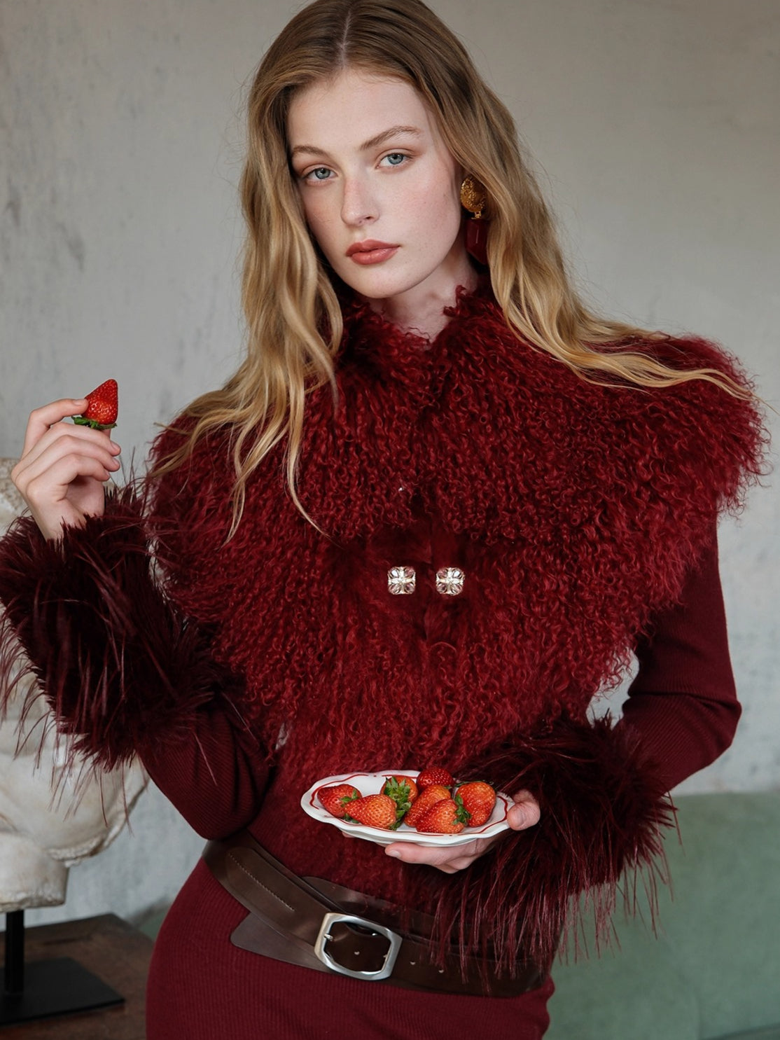 Vela Reversible Faux Fur Wool Blend Jacket