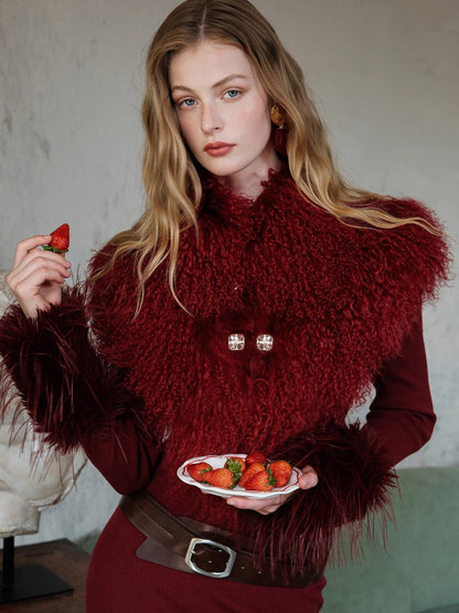 Vela Reversible Faux Fur Wool Blend Jacket