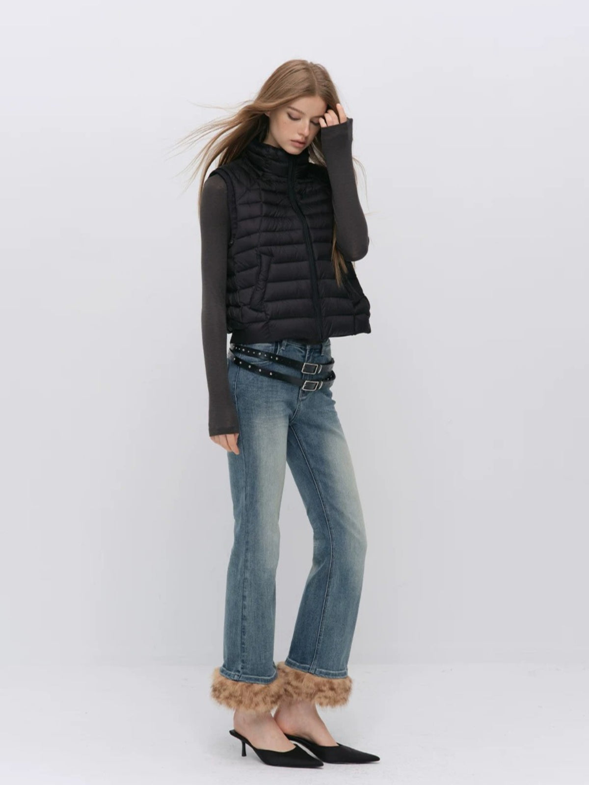 Contrast Quilted Down Vest