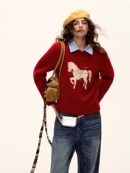 Playful Pony Embroidered Sweater