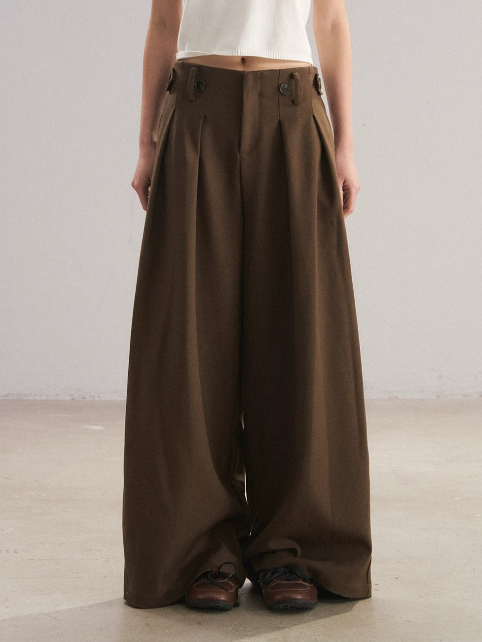 Pleated Wide-Leg Trousers