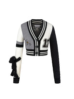 Black & Camel V-neck Short Cardigan