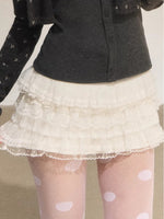 Lace Trim Tiered Mini Skirt