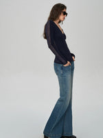 Lyocell Wool Lace V-Neck Top