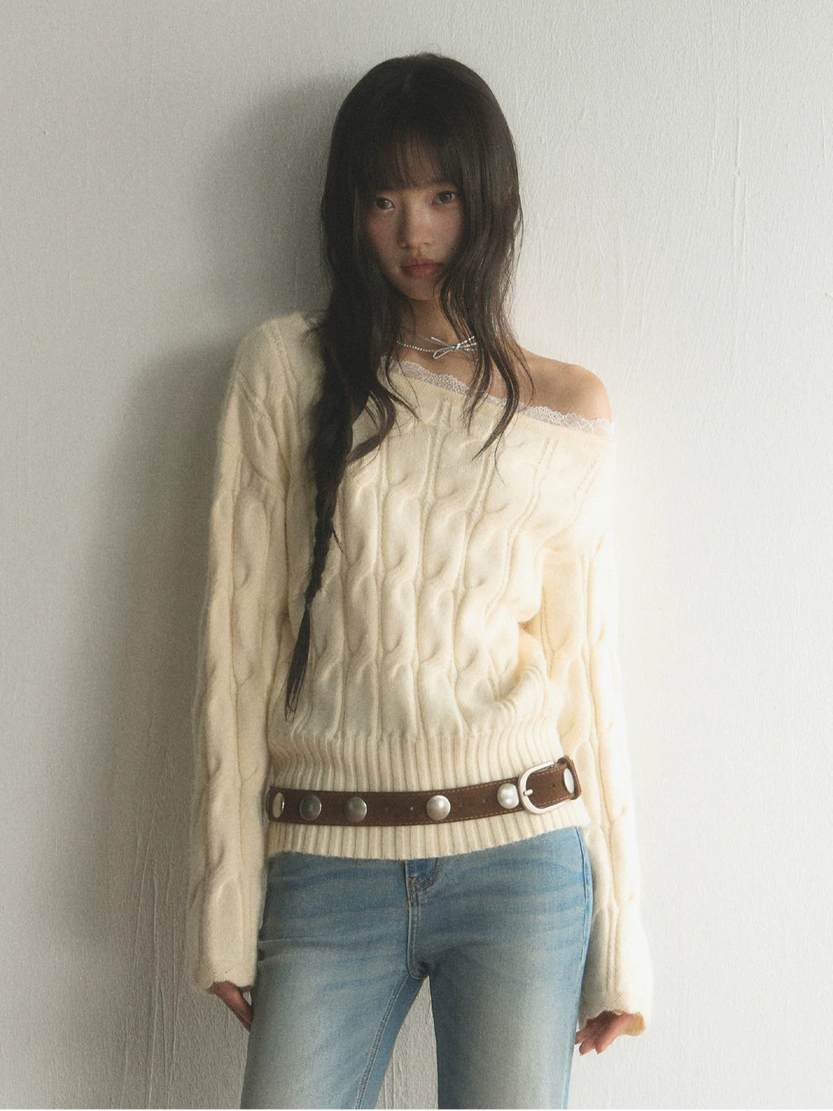 Off Shoulder Knit Sweater