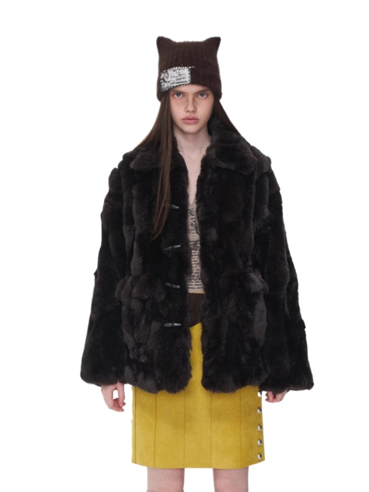 Rex Rabbit Patchwork Fur Jacket