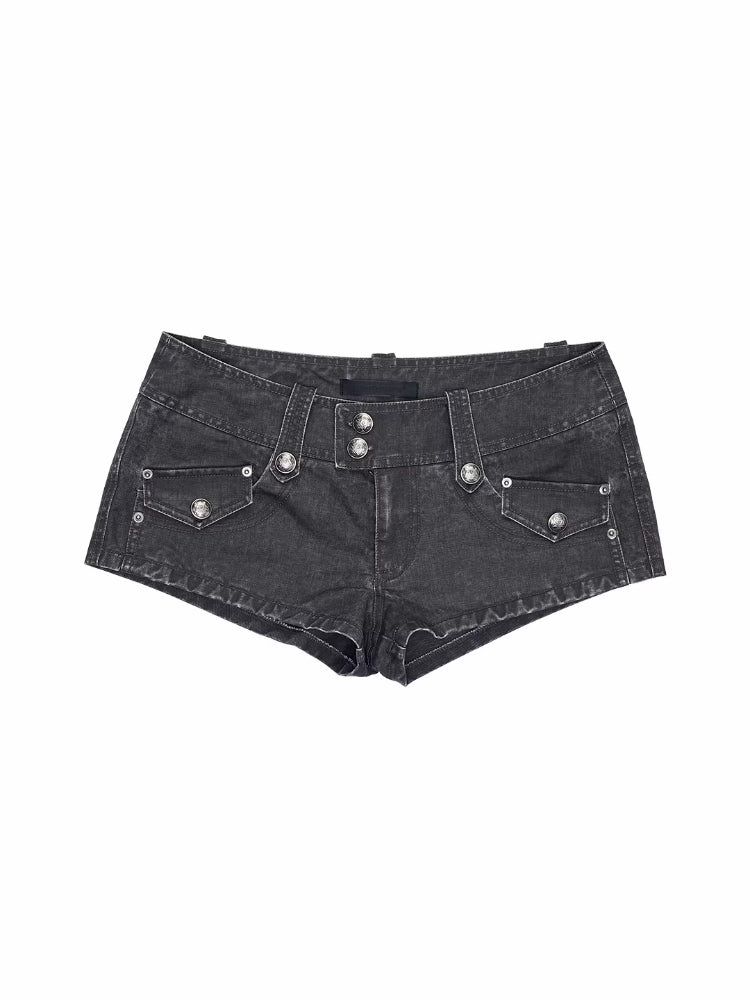 Washed Denim Cargo Shorts