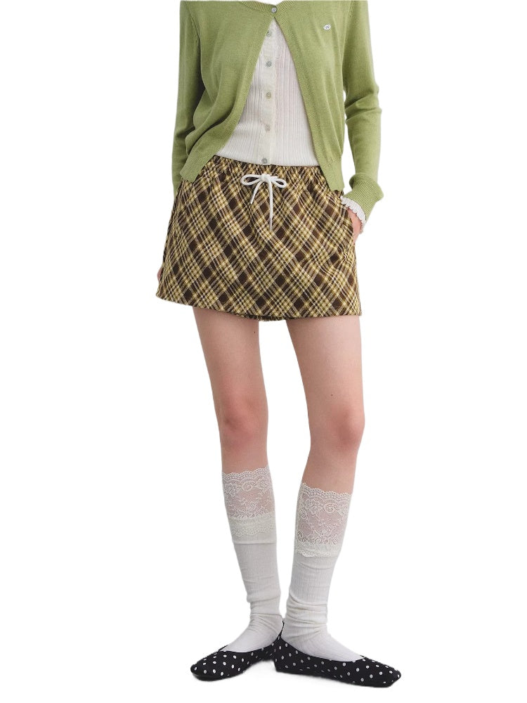 Plaid Tie Waist skirt