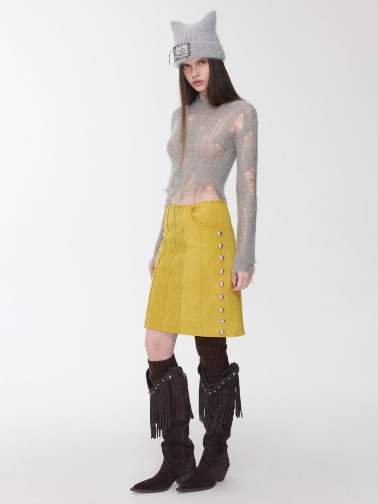 Mohair Distressed Cutout Sweater