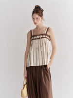 Lace Trim Striped Cami