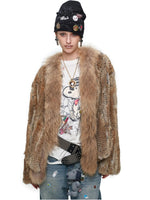 Vintage Rabbit Fur Collar Coat